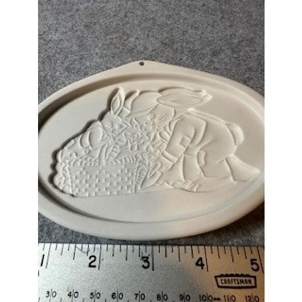 Longaberger 1995 Easter Cookie Mold Grandpa Bunny & Herbie Pottery Boxed